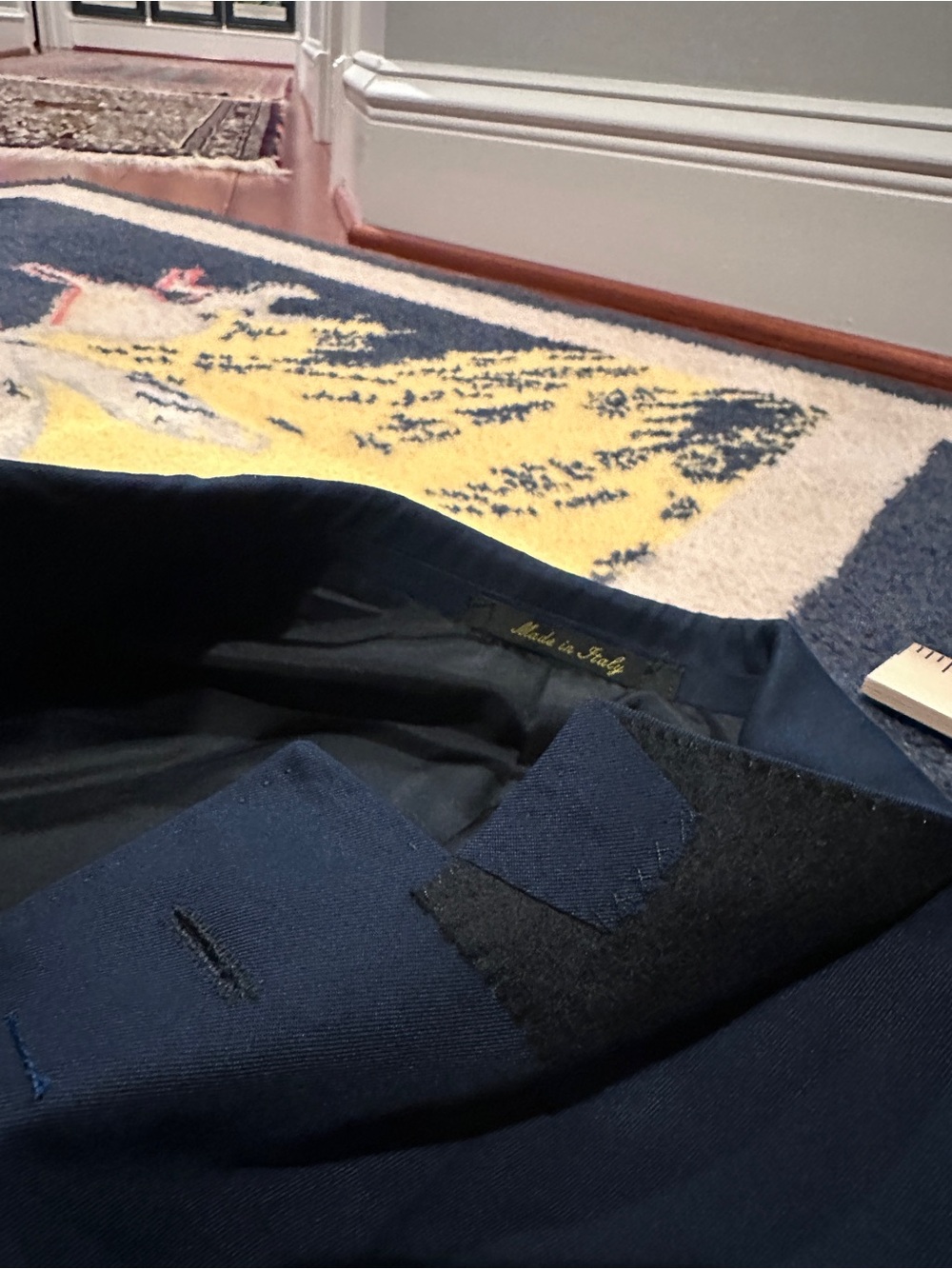 Hand made in Italy Hadleigh’s Men's Classic 100% Cotton Navy Two-Piece Suit - Picture 14 of 14